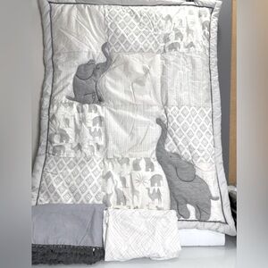 Elephant baby crib bedding set 3 piece rare